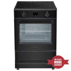 electriQ 60cm Single Oven Cooker with Induction Hob - Black