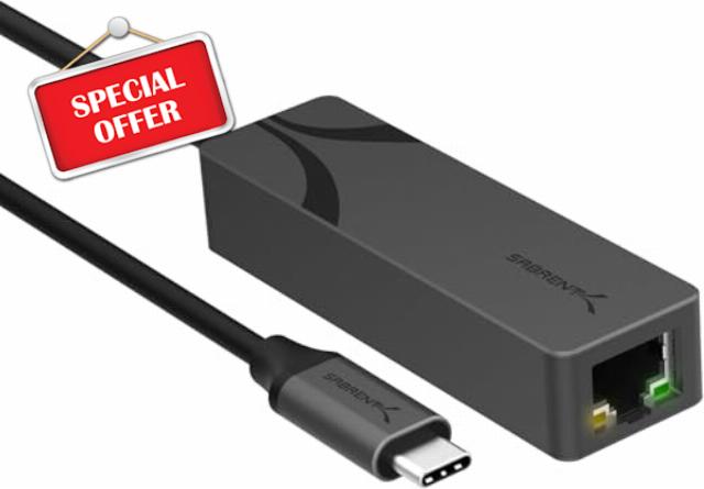 SABRENT USB Type-C to 5G Ethernet LAN Adapter – Aluminum Body