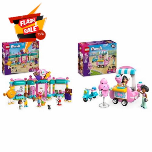LEGO Friends Heartlake City Sweet Shop Friends Candyfloss Stand and Scooter Gift for 6 Plus Year Old Girls & Boys 42649 + 42643
