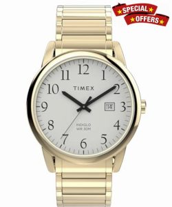 Timex Men's Easy Reader 40 mm Watch - Gold-Tone Stainless Steel Expansion Band White Dial Gold-Tone Case TW2W52
