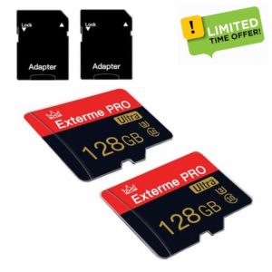 2 Pack Micro SD Card 128GB Class 10 with SD Adapter High Speed Memory Card for Tablet