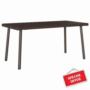 idaXL Garden Coffee Table - Poly Rattan Outdoor Patio Furniture in Brown