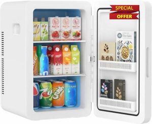 Rebongki Mini Fridge 22L/ 30 Cans Cooler and Warmer Portable Mini Fridge for Bedrooms with Adjustable Shelves