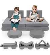 GYMAX 8-Piece Kids Play Sofa Set, Convertible Toddler Chair Couch, Modular Foam Couch for Playroo...