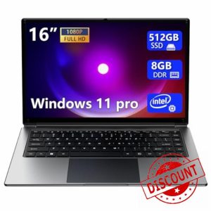 Laptop 16-inch 8GB DDR 512GB SSD Portable Laptop