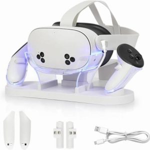 Charging Dock for Meta Quest 3S/Quest 3 - Fast Charging Dock with LED Indicator for Meta Quest 3 and Quest 3S – USB-C Charging Station for VR Console & Touch Controllers