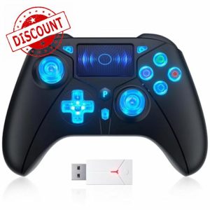 TURPOW Wireless Controller for PS-5 RGB Gamepad Remote Control with Dual Motor Vibration/6-Axis Sensor/Turbo/3.5mm Audio Jack/Touch Pad for Ps-5/Ps-4/Pro/Slim/ (Black-F)