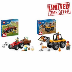 LEGO City Red Farm Tractor with Trailer & Sheep + Yellow Construction Wheel Loader 4+ Year Old Boys & Girls - Preschool 60461 + 6045