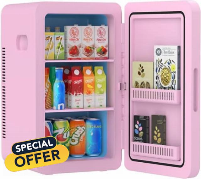 Rebongki Mini Fridge 22L/ 30 Cans Cooler and Warmer Portable Mini Fridge for Bedrooms with Adjustable Shelves
