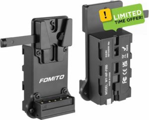 FOMITO NP-F970 F750 F550 Dummy Battery to V-Mount Plate Power Adapter for Camera Monitor Neewer F100 FEELWORLD FW568 F5 T7