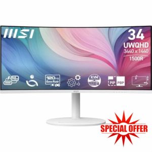 MSI Modern MD342CQPW 34 Inch UWQHD 1500R Curved Monitor - 3440 x 1440 VA Panel
