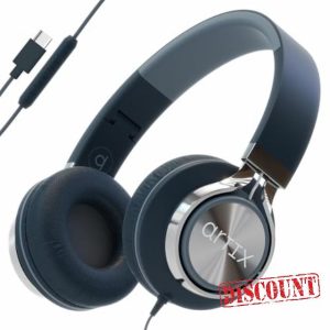 CL750 USB C Wired Headphones with Mic and Volume Control — Noise Isolating Computer On-Ear Headphones with Wire