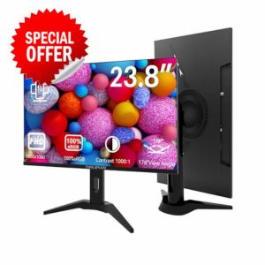 Thinlerain 24 Inch PC Monitor 1920x1080p LED Display Monitor with VGA/HDMI/AV/BNC/USB