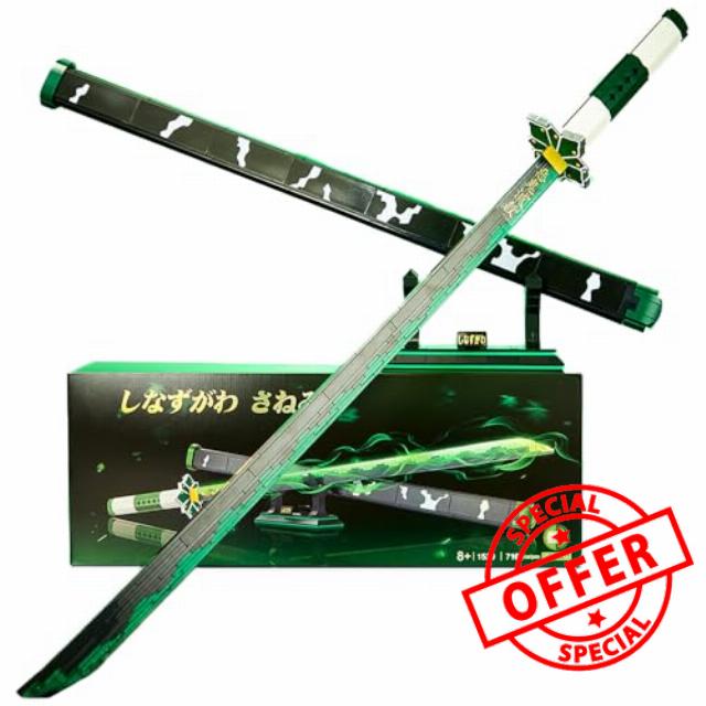 Sword Construction Building Blocks Set with Scabbard and Stand - Glow in the Dark Samurai Katana Replica for Anime Fans