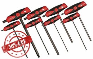 Wiha 33496 8-Piece Soft Grip T-Handle Ball End Hex Metric