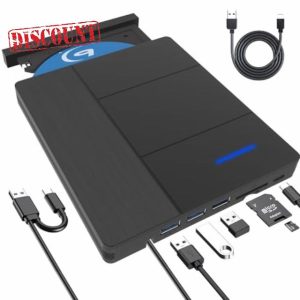 7in1 External Blu-ray Drive - Slim External Blu Ray Drive USB 3.0 Type-C BD Blu Ray Burner
