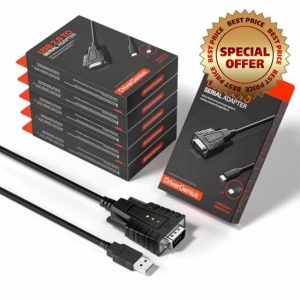 DriverGenius USB232A-B-A | USB to Serial (DB9) Adapter with 3 LEDs - Compatible with Windows 11 and macOS 15 【6-Piece/Package】
