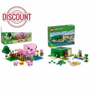 LEGO Minecraft The Baby Pig House + The Turtle Beach House Farm Animal Set 21268 + 21254