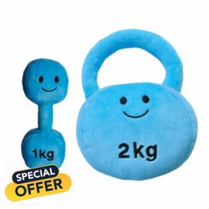 Plush Toy Dumbbell and Kettlebell Set - Baby Rattle - Suitable for Newborn Babies - Plush Toys for Babies Infant Girls Boys Baby Gift - Sensnory Toy (Mystic Blue)