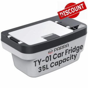 PARRA TY-01 Car Fridge Compatible with Tesla Model Y - 35L Portable Refrigerator with App Control & LED Light - Quiet Cooling Box for Vehicle Boot