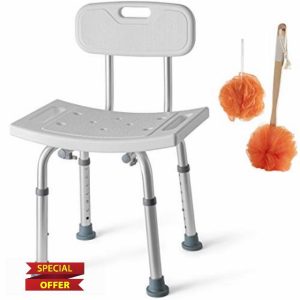 Medical king Shower Chair Set of 3 - Includes Back Scrubber & Additional Sponge - Anti Slip for Safety
