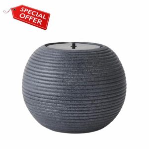 ValueLights | Round Ribbed Solar Powered Outdoor Cascading Water Fountain Feature Garden Light | Outdoor Lights