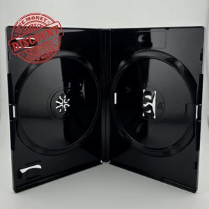 50 Genuine Double Black Amaray DVD Cases 14mm Face on Face UK Distributor RIVERMEDIA