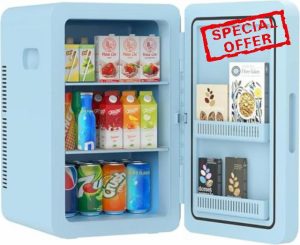 Rebongki Mini Fridge 22L/ 30 Cans Cooler and Warmer Portable Mini Fridge for Bedrooms with Adjustable Shelves