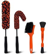 YeewayVeh 4PCS Wheel Brush Kit, Bendable Long Handle Wheel Cleaner Brush, Microfiber Rim Brush, T...