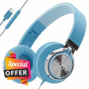 ARTIX CL750 USB C Wired Headphones with Mic and Volume Control — Noise Isolating Computer On-Ear Headphones with Wire