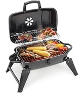 DKIEI Charcoal Smoker BBQ Grill, Portable Outdoor Barbeque Grill with Lid Cover, Adjustable Air V...