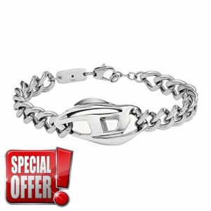 Diesel Men's Silver-Tone Stainless Steel Bracelet
