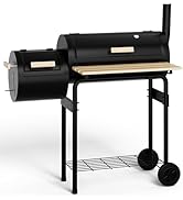 DKIEI BBQ Grill, Large Barbecue Grill with Side Table & Air Vents, Portable Charcoal Grill with L...