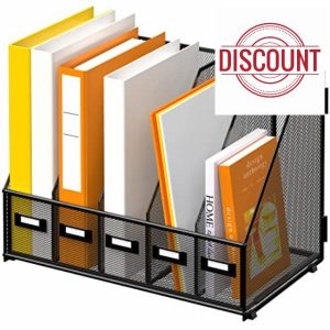 DALTACK Desk Organizers Metal Desk Magazine File Holder Letter Tray with 5 Vertical Compartments Folder Storage for Office Home School