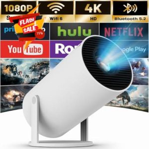 【Built-in Apps】2025 Mini Projector 4K 1080P HD Decoding chip Smart Projector with WiFi 6 5G Bluetooth 5.2