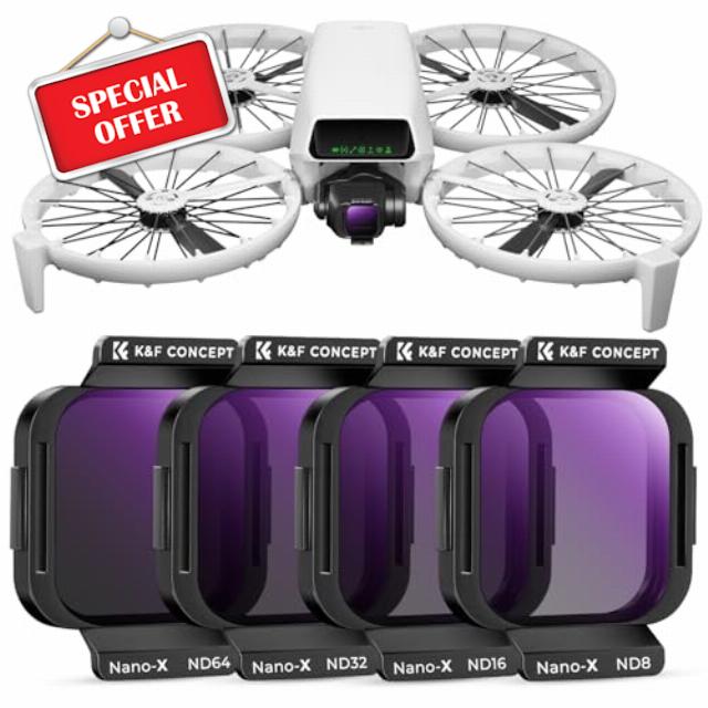 K&F Concept 4-Pack ND8 ND16 ND32 ND64 Filters Compatible with DJI Flip