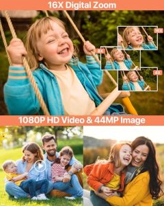 16X Digital Zoom and 1 Battery Vlogging Camera for Kids