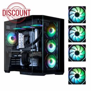 BitFenix T10 High Airflow Dual Chamber PC Gaming Case Black 4ARGB - Reverse Connection Motherboard Compatible - 4 x Infinity Mirroring ARGB Fans (3 x Reverse)-360 mm AIO/GPU 420 mm Suppo