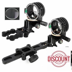 Compound bow sight 5 Pin Archery bow sight with Sight light 0.019" Fiber optic Fine adjustable 6x & 8x Lens choice Archery accessories for Hunting Shooting