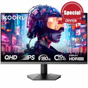 KOORUI 24" QHD Gaming Monitor 1440p 180Hz IPS Flat Screen - Esports Ready Computer Display