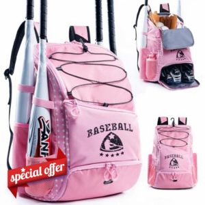 Baseball Bag for Youth & Adult with 4 Bat Sleeves - Softball Bat Bag with Shoe Compartment - Baseball Backpack for T-Ball