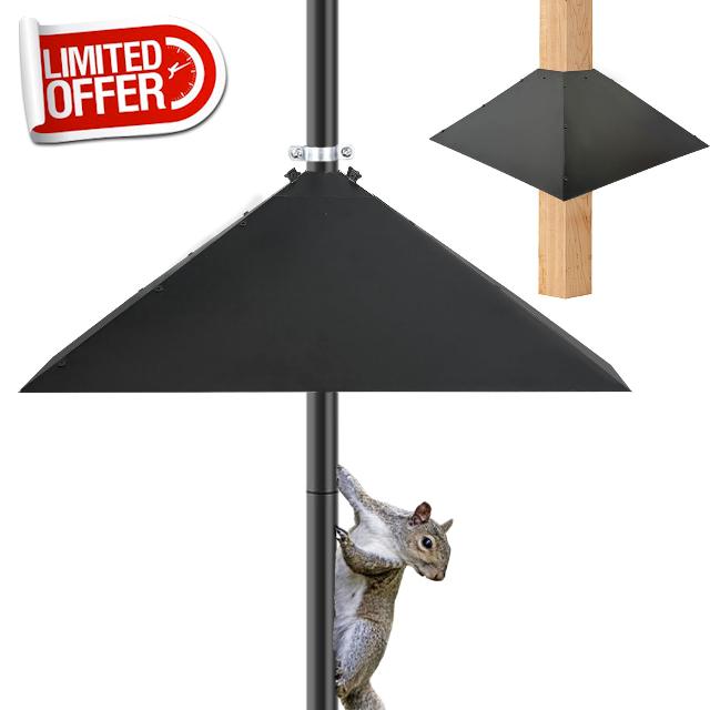 WISDOWMELL 19 Inch Metal Squirrel Proof Baffle Protection for Wild Bird Pole Feeders Large Squirrel Baffle for Up to 4x4 Wide Wooden Pos
