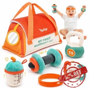 Baby Toys 6 to 12 Months - Sensory Toys for Babies 1-3 Years Old Fitness Themed Play Gym Sensory Rattle Toys Newborn Toys Baby Soft Toys Baby Gifts