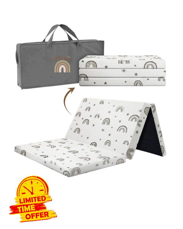 Little Loom Big Dreams Travel Cot Mattress Topper 95 x 65cm – Soft & Breathable Portable Foam Crib Mattress for Travel & Pack 'n Play | Foldable