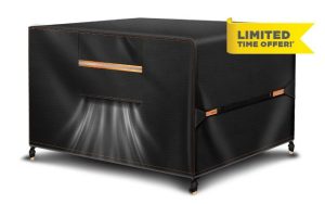 Haokiang Outdoor Garden Furniture Covers Waterproof with Air Vent 420D Heavy Duty Oxford Fabric Sofa Table Chair Bistro Set Cover Patio Furniture Covers Waterproof Garden Table Cover 200x200x90CM