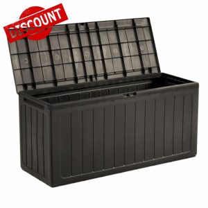 Garden Storage Box Plastic Organizer Outdoor Vertical Boards Lood Bench Large Deck Cushion Organizer Furniture Lid Container Boarde (Umber