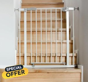 Baby Stair Gate | Pressure Fit | Sizes From 78-114 cm Extra Wide | One-Hand Operation | For Your Little One (107-114 cm (Door Width))