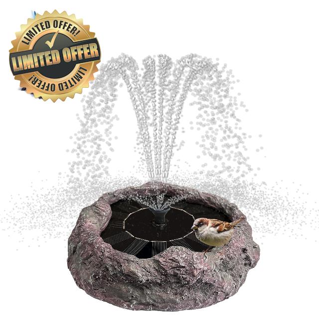 TIANCENTRAL H Solar Bird Bath Fountains High Efficiency Panels Birdbath Fountain 5 Spray Types Water Fountain Realistic Rock Design Ideal for Garden Enthusiasts and Bird Lovers in Patios