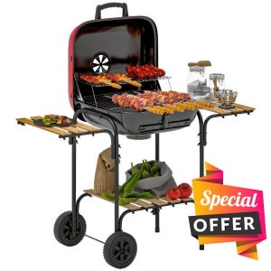 Outsunny Charcoal Barbecue Grill Portable BBQ Grill with 1840 cm² Cooking Area