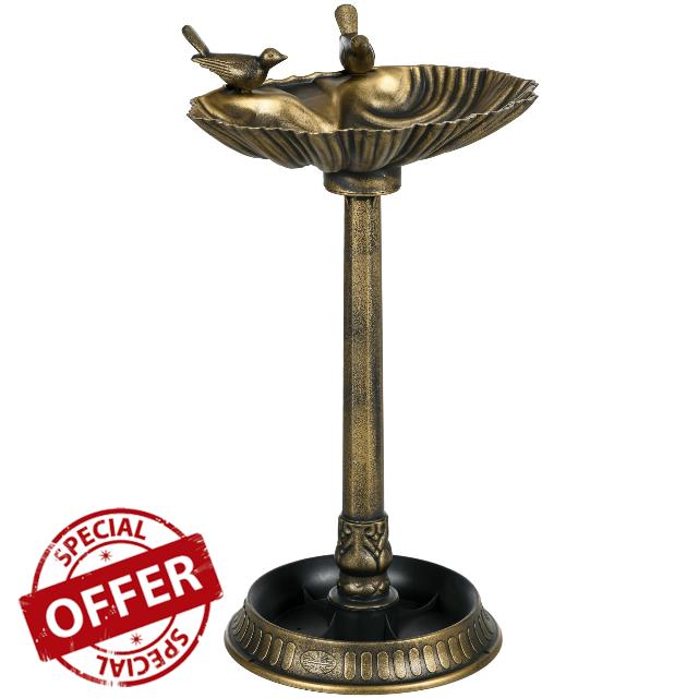 Outsunny 81cm Tall Bird Bath with 2 Decorative Birds